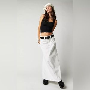 NWOT Free People We The Free Size 0 Come As You Are White Denim Maxi Skirt